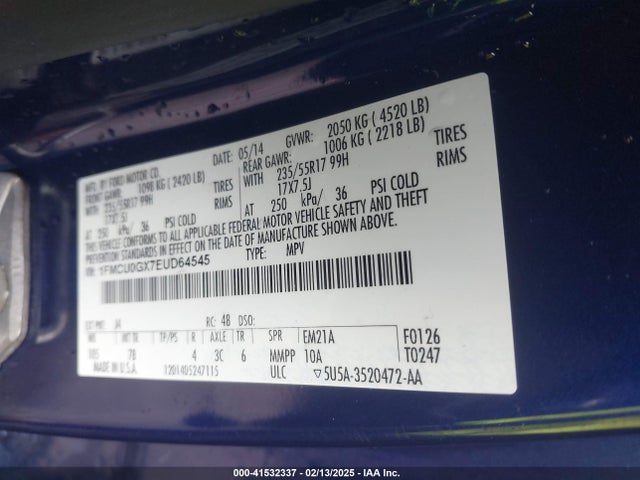 Ford ESCAPE SE 2014 1FMCU0GX7EUD64545 Image 9