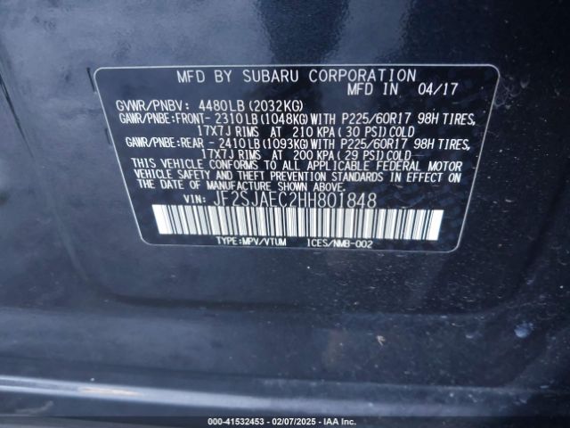 JF2SJAEC2HH801848 Subaru Forester 2.5i Premium