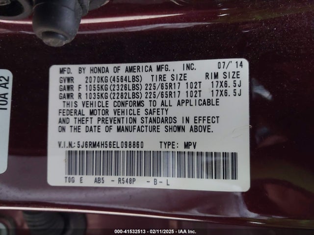 Honda CR-V EX 2014 5J6RM4H56EL098860 Image 9
