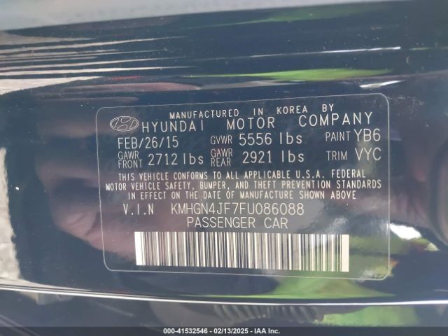 KMHGN4JF7FU086088 Hyundai Genesis 5.0