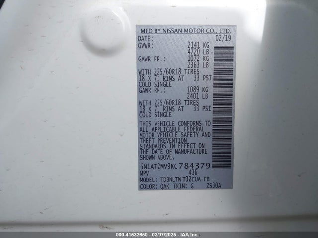 Nissan ROGUE SV 2019 5N1AT2MV9KC784379 Image 9
