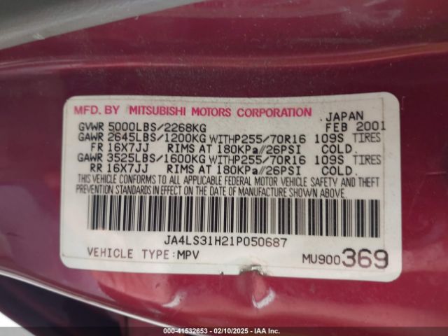 2001 MITSUBISHI MONTERO SPORT JA4LS31H21P050687 Photo 8