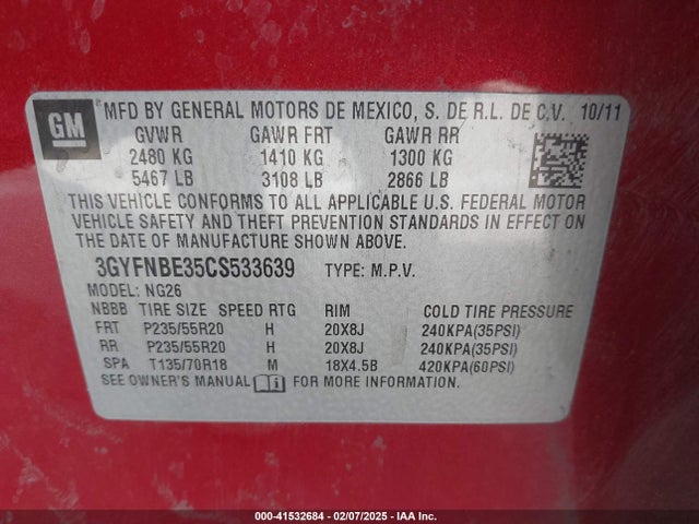 2012 CADILLAC SRX 3GYFNBE35CS533639 Photo 8