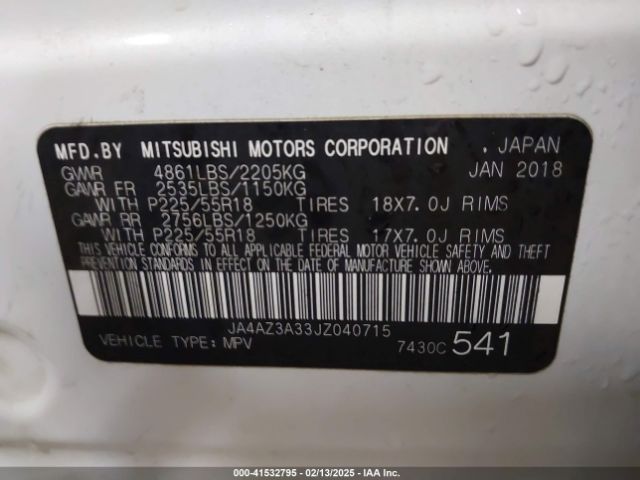 JA4AZ3A33JZ040715 Mitsubishi Outlander Se