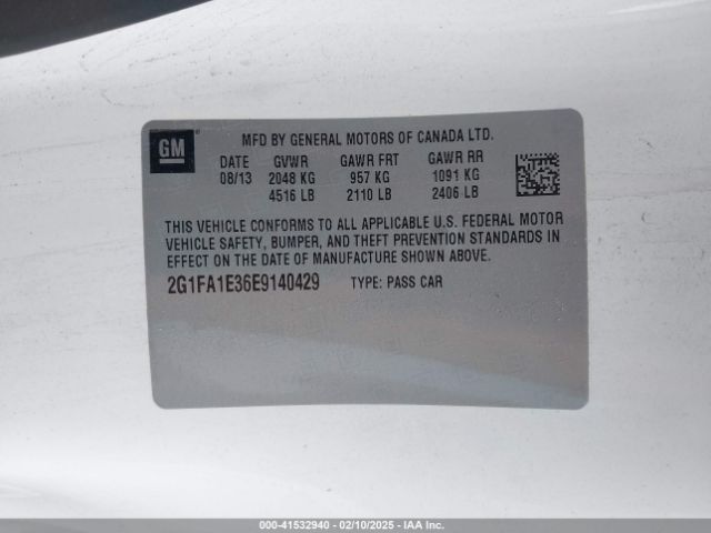 2G1FA1E36E9140429 Chevrolet Camaro 2ls