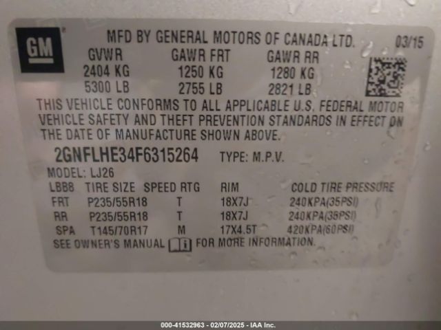 2GNFLHE34F6315264 Chevrolet Equinox Ltz