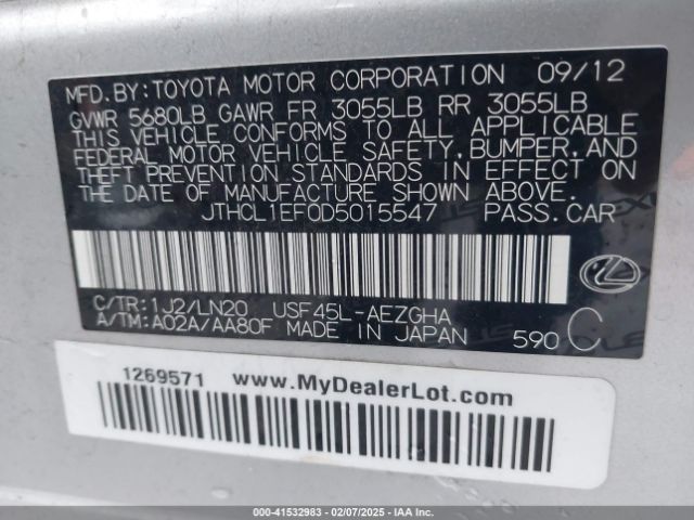 2013 LEXUS LS 460 JTHCL1EF0D5015547 Photo 8