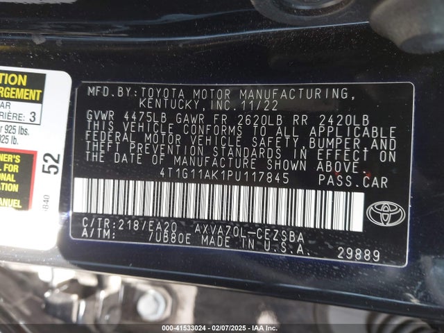 4T1G11AK1PU117845 Toyota CAMRY SE