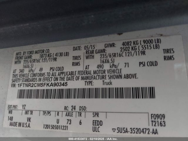1FTNR2CM5FKA90345 Ford Transit-250