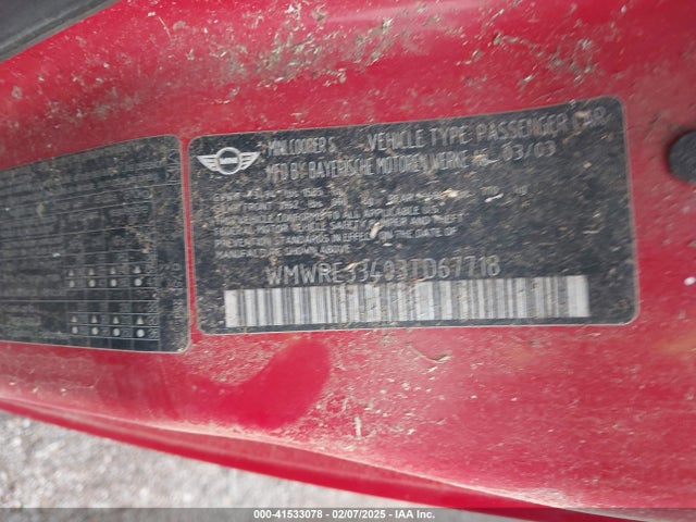 2003 MINI COOPER S WMWRE33403TD67718 Photo 8
