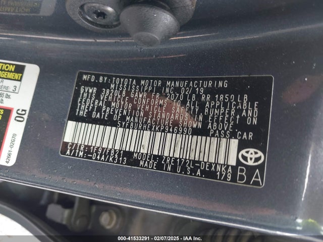 Toyota COROLLA LE 2019 5YFBURHEXKP946990 Image 9