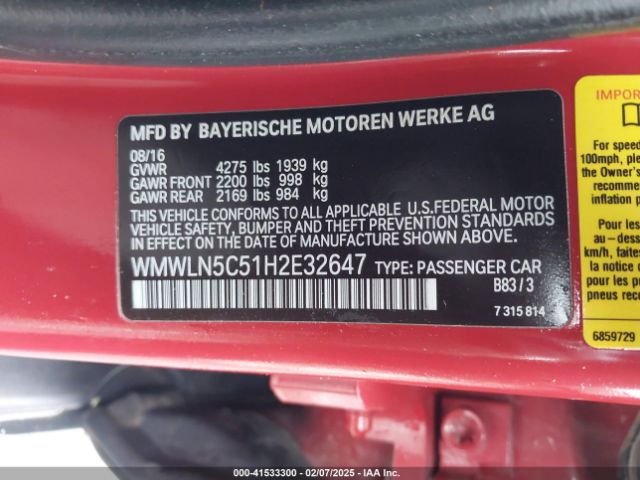 WMWLN5C51H2E32647 Mini Clubman Cooper