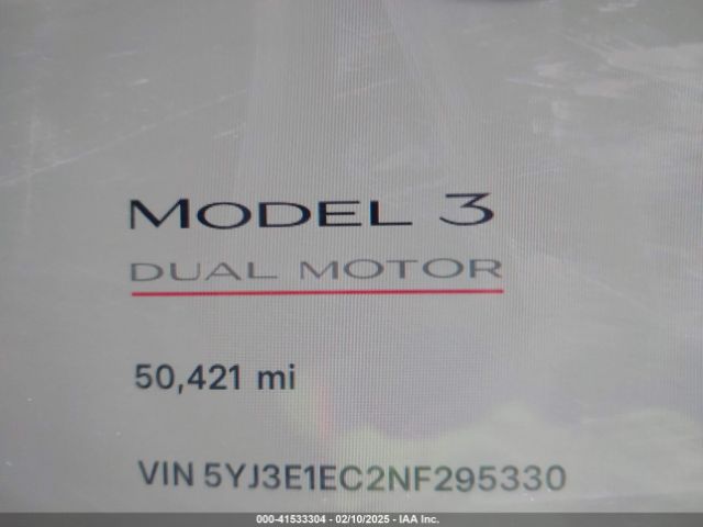 5YJ3E1EC2NF295330 Tesla Model 3 Performance Dual Motor All-wheel Drive