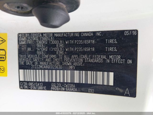 2T2ZZMCA8GC023630 Lexus RX 350