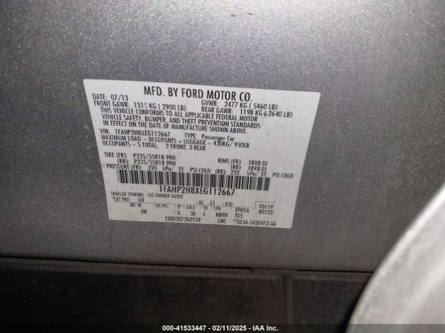 1FAHP2H8XEG112667 Ford TAURUS SEL
