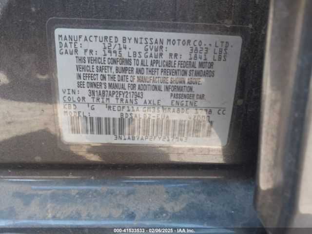 3N1AB7AP2FY217943 Nissan SENTRA SV