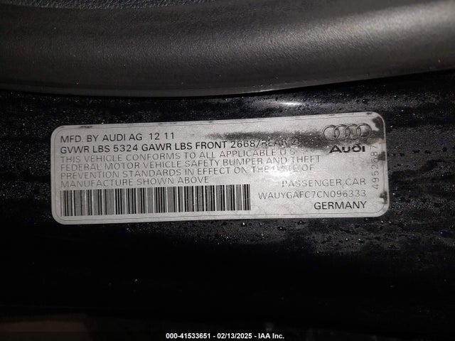 2012 AUDI A7 WAUYGAFC7CN096333 Photo 8