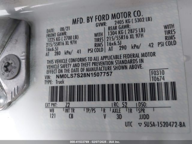 NM0LS7S28N1507757 Ford Transit Connect Xl Cargo Van