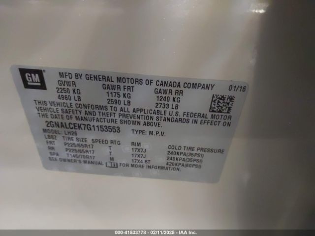 2GNALCEK7G1153553 Chevrolet EQUINOX LT
