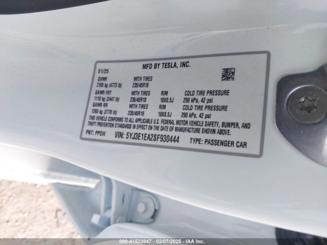 5YJ3E1EA2SF930444 Tesla Model 3 Long Range Rear-wheel Drive