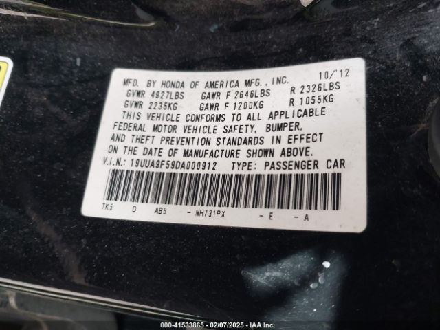 2013 ACURA TL 19UUA9F59DA000912 Photo 8