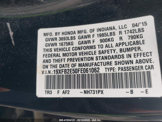 19XFB2E50FE061062 Honda Civic Lx