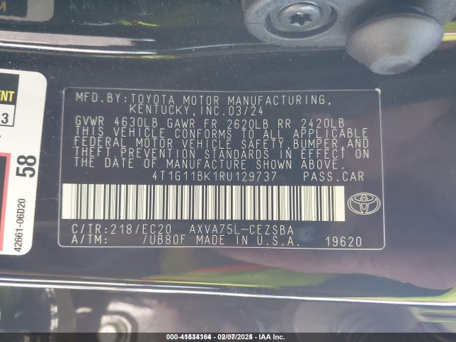 4T1G11BK1RU129737 Toyota Camry Se Nightshade
