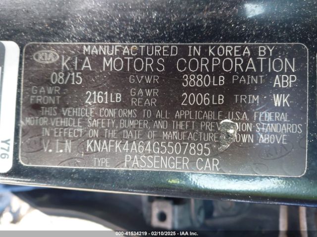 KNAFK4A64G5507895 KIA FORTE LX