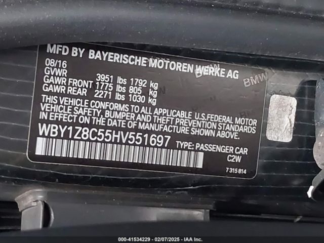 2017 BMW I3 WBY1Z8C55HV551697 Photo 8