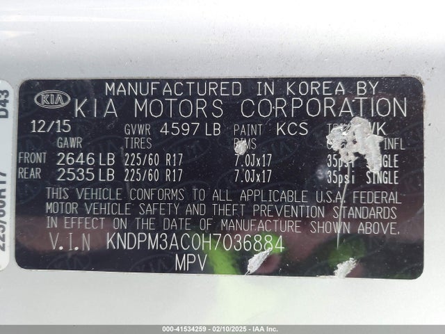 KIA Sportage Lx 2017 KNDPM3AC0H7036884 Image 9