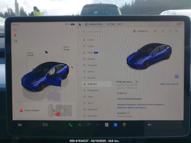 5YJ3E1EB8NF363864 Tesla Model 3 Long Range Dual Motor All-wheel Drive