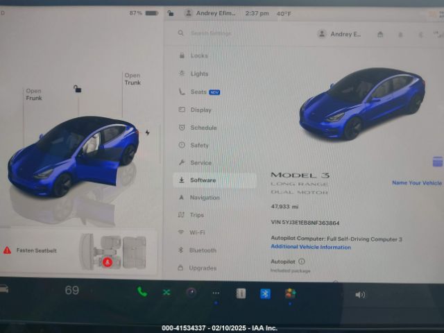 5YJ3E1EB8NF363864 Tesla Model 3 Long Range Dual Motor All-wheel Drive