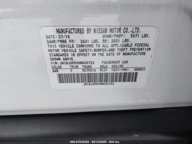 JN1BJ0RR0HM400722 Infiniti QX50