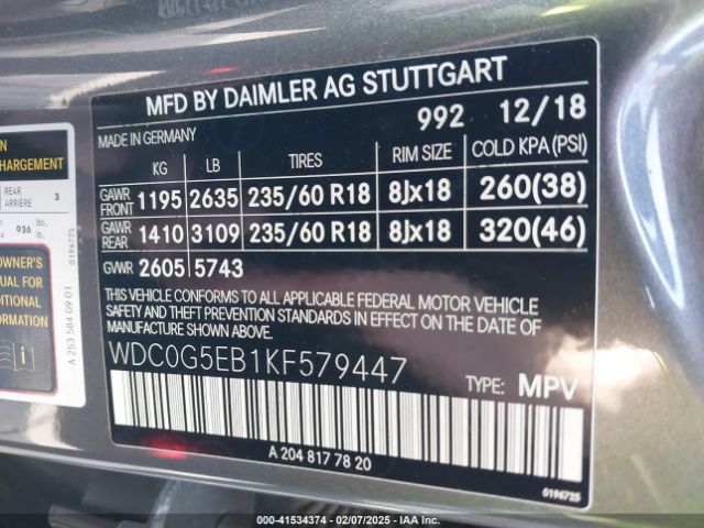 WDC0G5EB1KF579447 Mercedes-Benz Glc 350e 4matic