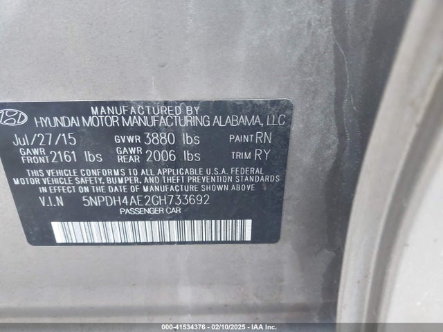 Hyundai Elantra Value Edition 2016 5NPDH4AE2GH733692 Image 9