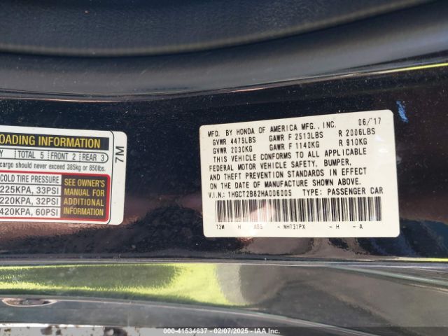 1HGCT2B82HA006005 Honda Accord Ex-l V6