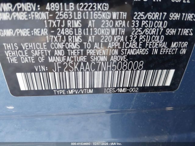 2022 SUBARU FORESTER JF2SKAAC7NH508008 Photo 8