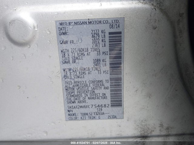Nissan Rogue Sl 2015 5N1AT2MV6FC754682 Image 9