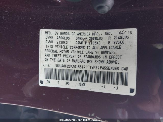 2010 ACURA TL 19UUA8F20AA018517 Photo 8