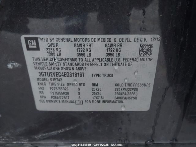 3GTU2VEC4EG318167 GMC Sierra 1500 Slt