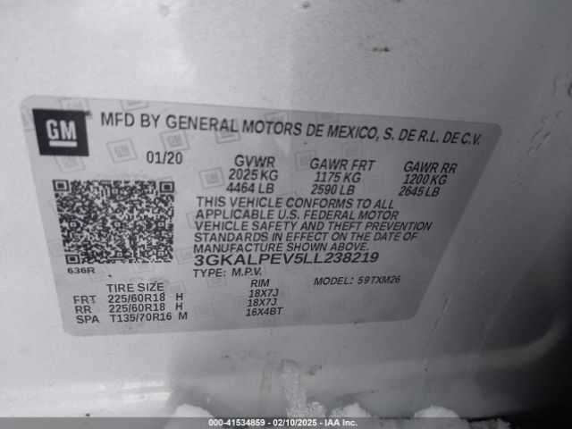 3GKALPEV5LL238219 GMC Terrain Fwd Slt
