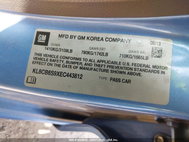 KL8CB6S9XEC443812 Chevrolet Spark Ls Auto