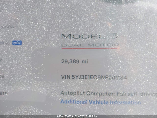 2022 TESLA MODEL 3 5YJ3E1EC9NF201184 Photo 6