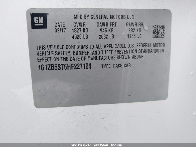 Chevrolet MALIBU LS 2017 1G1ZB5ST6HF227104 Image 9