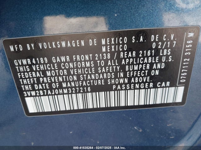 Volkswagen Jetta 1.4t S 2017 3VW2B7AJ0HM327216 Image 9
