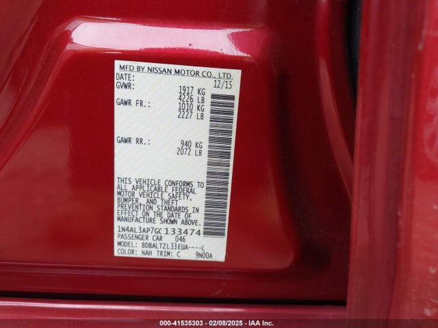 Nissan Altima 2.5 Sl 2016 1N4AL3AP7GC133474 Image 9