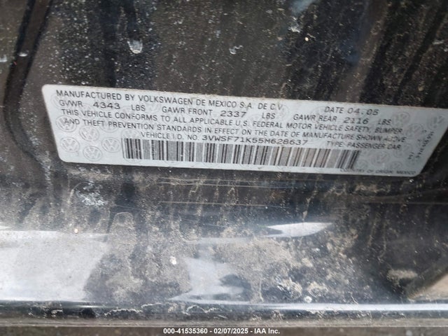 Aukcja sprzedaży 2005 Volkswagen Jetta 2.5, vin: 3VWSF71K55M628637, numer aukcji: 41535360