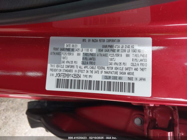 Mazda Cx-5 Grand Touring 2021 JM3KFBDM8M1435954 Image 9
