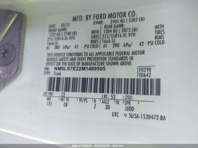 NM0LS7E22M1499505 Ford Transit Connect Xl Cargo Van