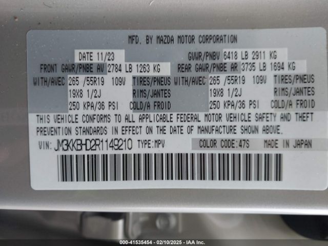 JM3KKBHD2R1149210 Mazda Cx-90 3.3 Turbo Preferred